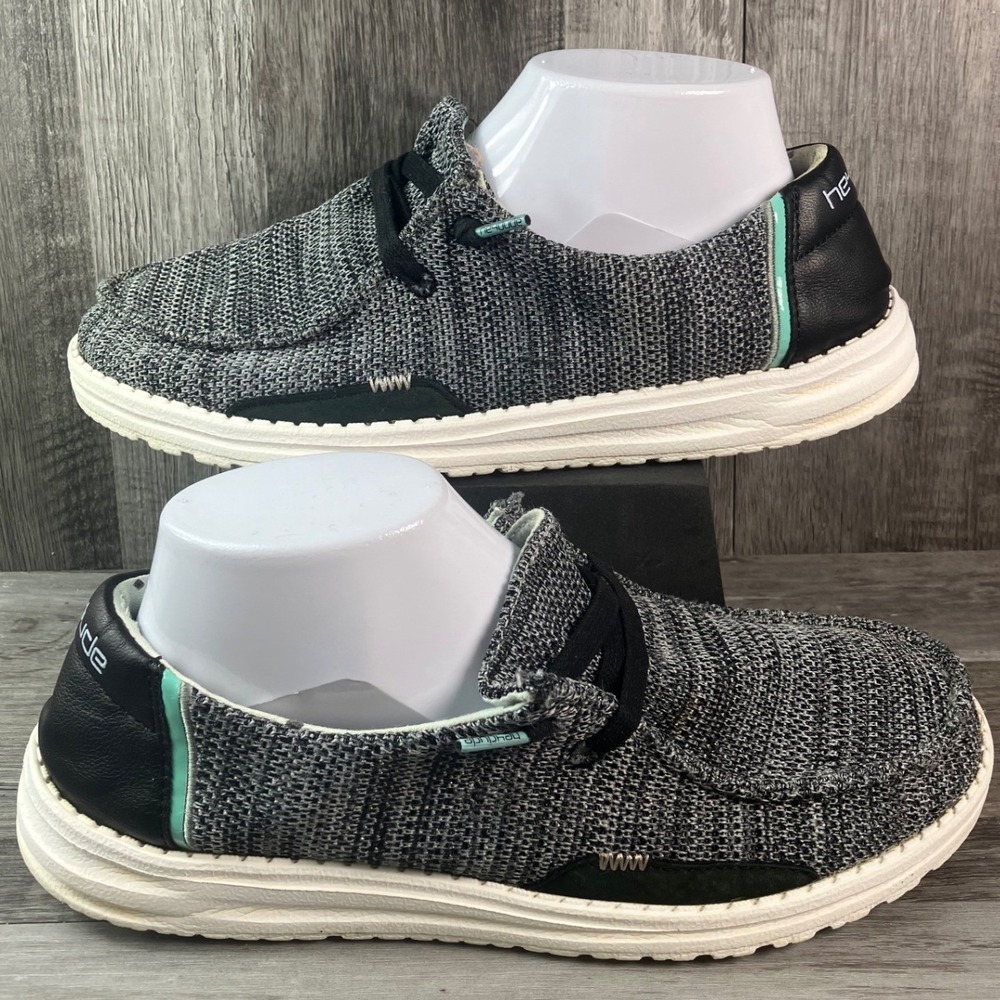 Hey Dude Wendy Sox Sparkling Black Knit Slip On Loafers Shoes Womens 9 121924957